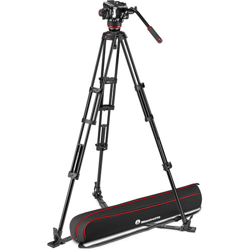 Tripode con cabezal de vídeo fluido Manfrotto 504X y trípode de aluminio MVTTWINGA con separador de suelo