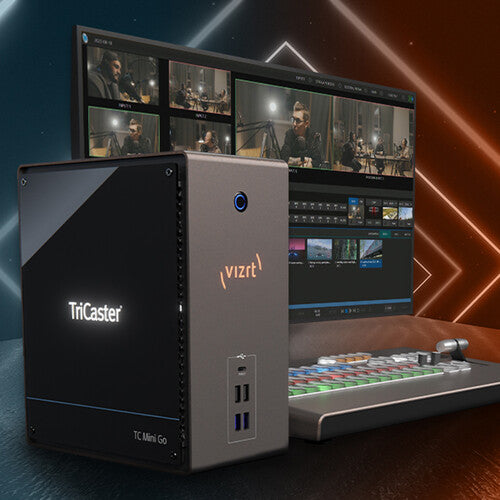 Vizrt TriCaster Mini Go con mini superficie de control y estuche de transporte