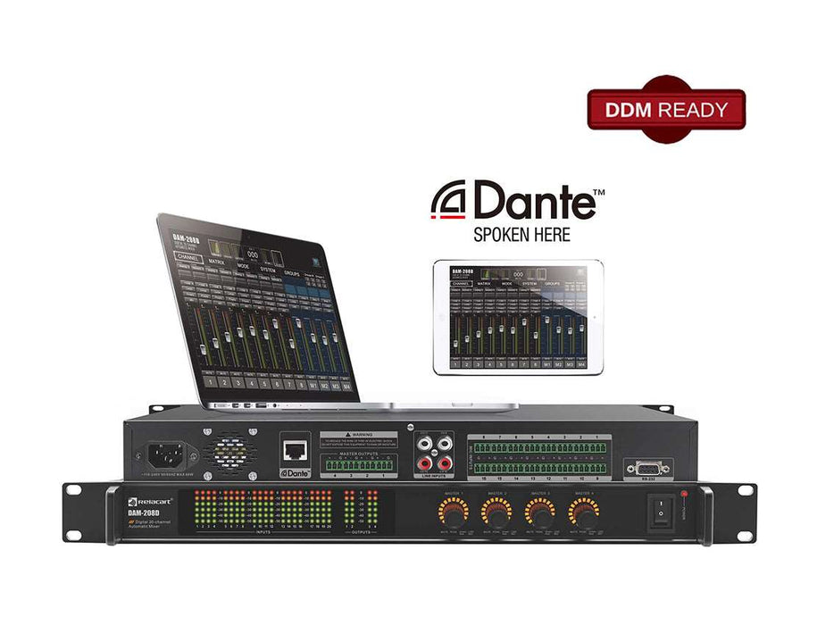 DAM-208D Mezclador automático digital de 20 canales con interfaz Dante Atelsa